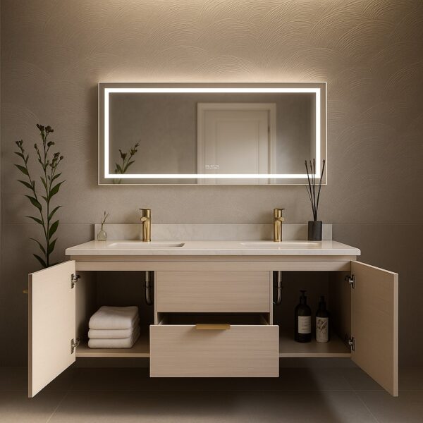 Rosetta 60" Floating Vanity with Double Ceramic Sinks - Image 5