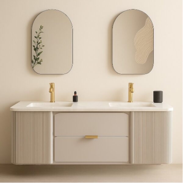 Rosetta 60" Floating Vanity with Double Ceramic Sinks