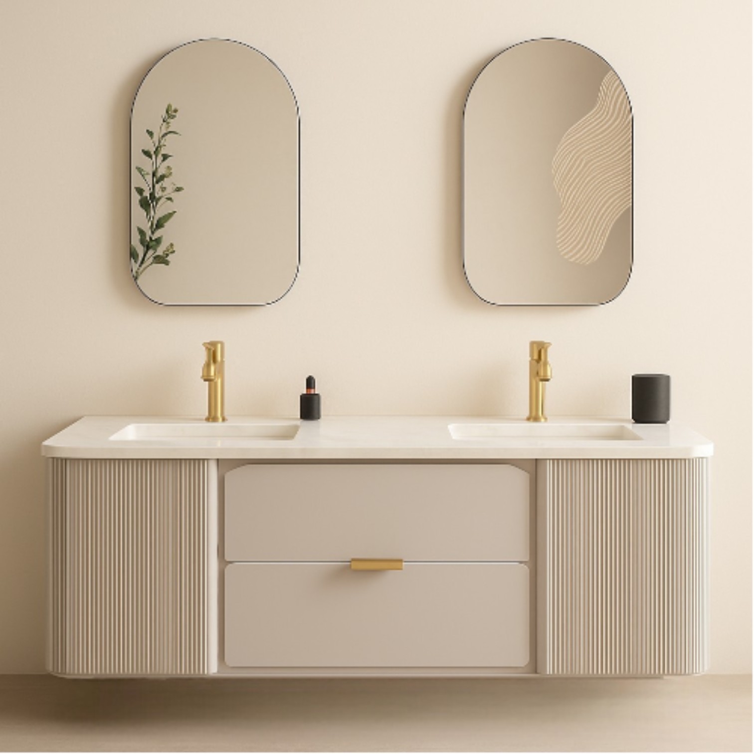 Rosetta 60" Floating Vanity with Double Ceramic Sinks