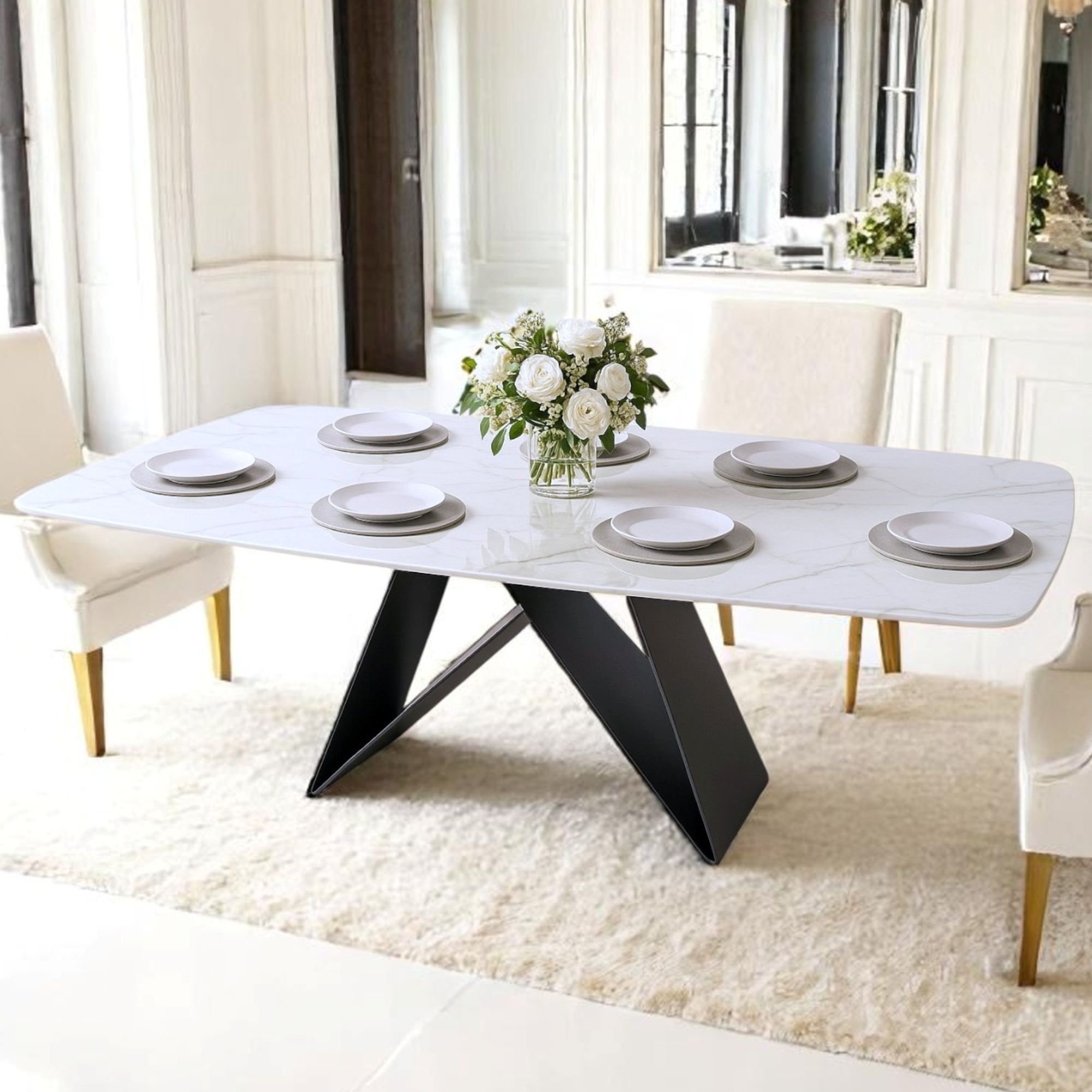 79-inch-dining-table-Sintered-stone-set-for-6-8-10-luxury-marble-top-and-black-base
