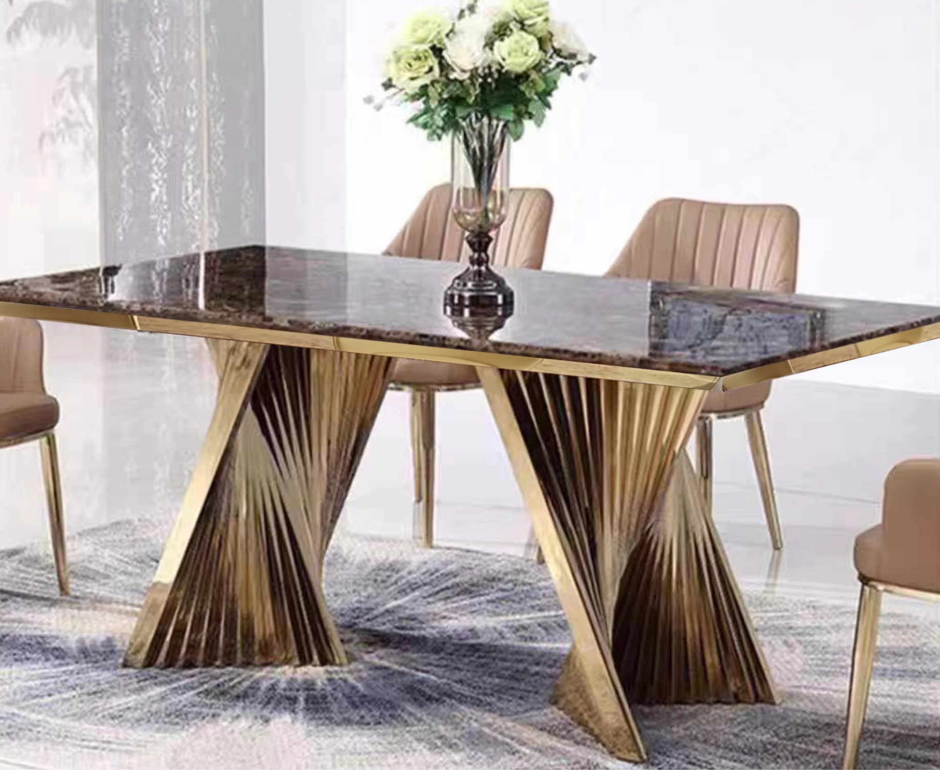 Florence 79" ultra-modern dining table with a sleek sintered stone top