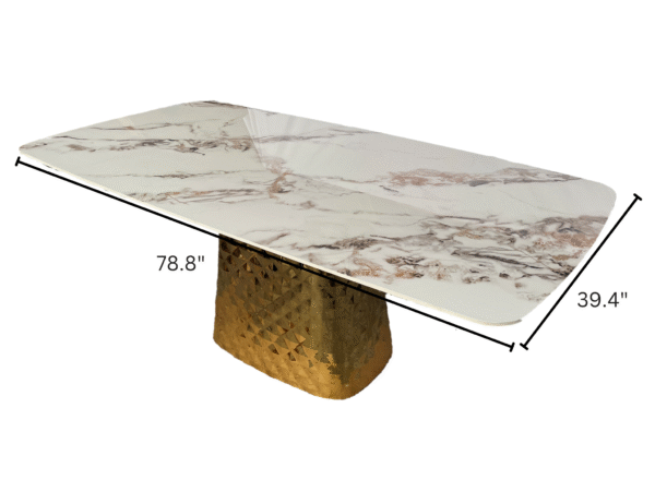 Aurelia Sintered Stone Dining Table for 8 with Stunning Gold Base - Image 3