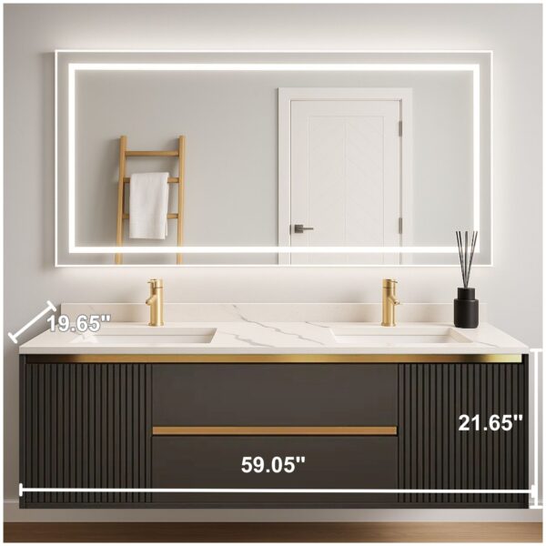 Balera 60" Wall Mount Bathroom Vanity with Double Sinks (Grey) - Image 4