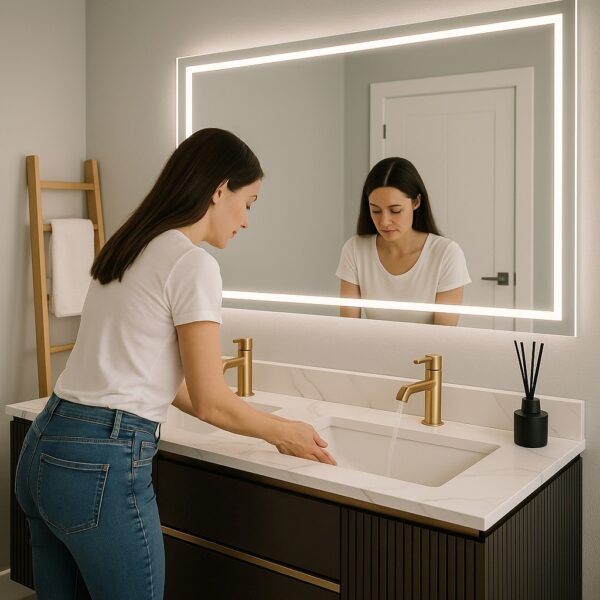 Balera 60" Wall Mount Bathroom Vanity with Double Sinks (Grey) - Image 2