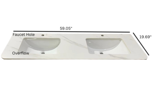 Dual sink luxury sintered stone bathroom vanity
