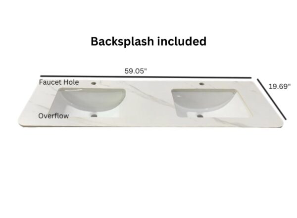 Balera 60" Wall Mount Bathroom Vanity with Double Sinks (Grey) - Image 5