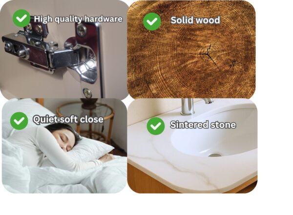 Ravena 60" Floating Bathroom Vanity with LED Smart Mirror, Double Sinks (Brown) - Image 7