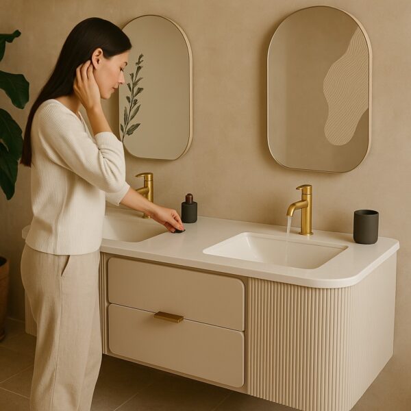 Rosetta 60" Floating Vanity with Double Ceramic Sinks - Image 2
