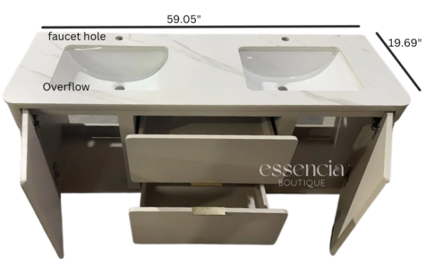 Dual sink luxury sintered stone bathroom vanity