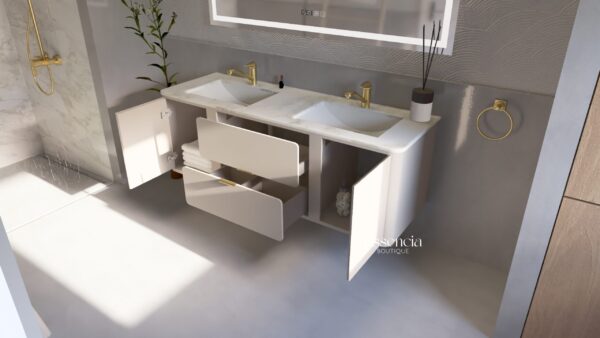 Rosetta 60" Floating Vanity with Double Ceramic Sinks - Image 3