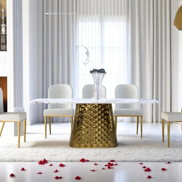 Aurelia Sintered Stone Dining Table for 8 with Stunning Gold Base - Image 2