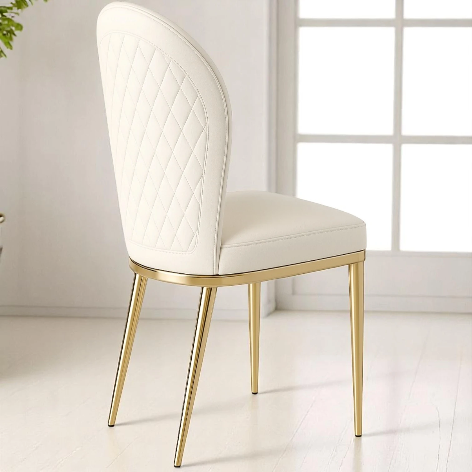 leather dining chairs set of 2 cream white