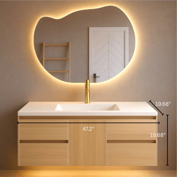 Silvana 48" Single Sink Sintered Stone Bathroom Vanity with Under Cabinet LED Sensor Warm Light - Image 5