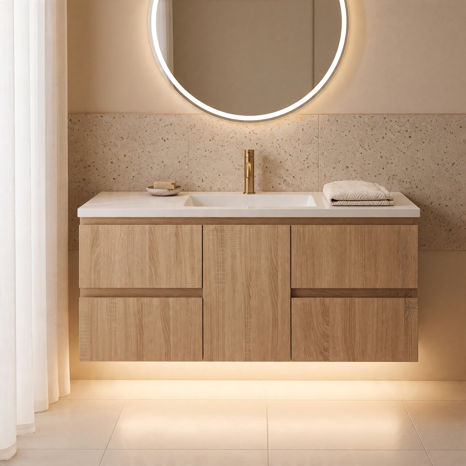 Silvana 48" Floating Bathroom Vanity (Natural Oak)