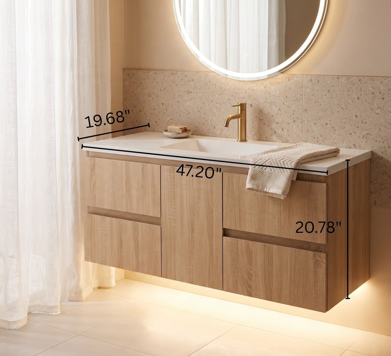 Silvana 48" Floating Bathroom Vanity (Natural Oak)