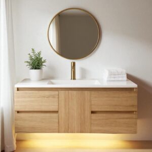 48 inch wall mount bathroom vanity with LED light motion sensor