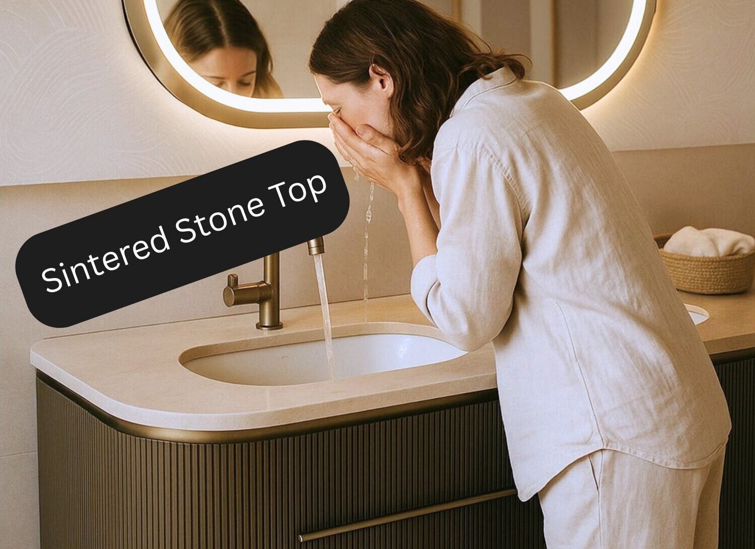 wall mount bathroom vanity with LED smart mirror
