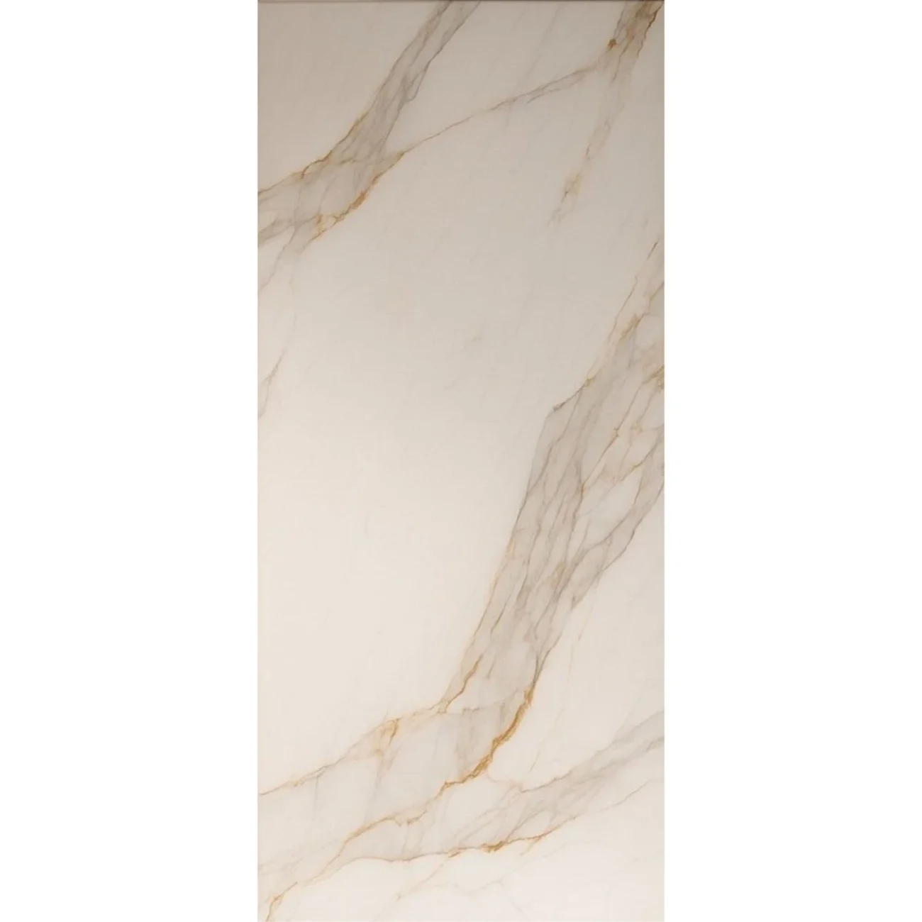 Sintered stone slab gold and white marbling veins