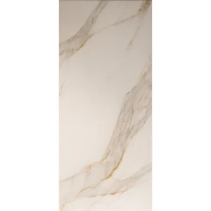 Sintered stone slab gold and white marbling veins