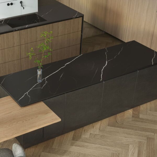 4x8ft Armani Black Marbled Sintered Stone Slab - Image 7