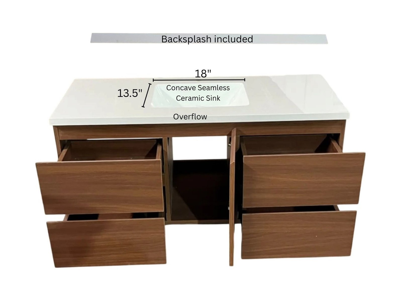 Silvana 48" Floating Bathroom Vanity (Walnut)