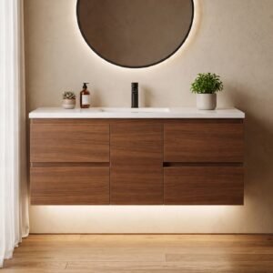 Silvana 48" Floating Bathroom Vanity (Walnut)
