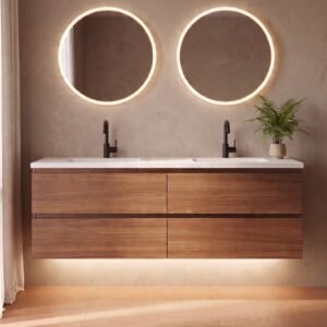 Lucia 60" Floating Bathroom Vanity (Walnut)