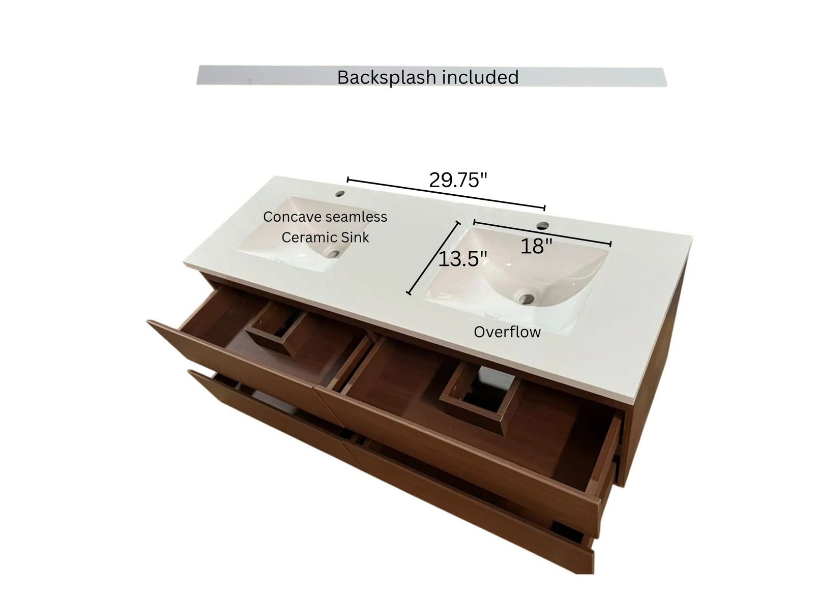 Lucia 60" Floating Bathroom Vanity (Walnut)