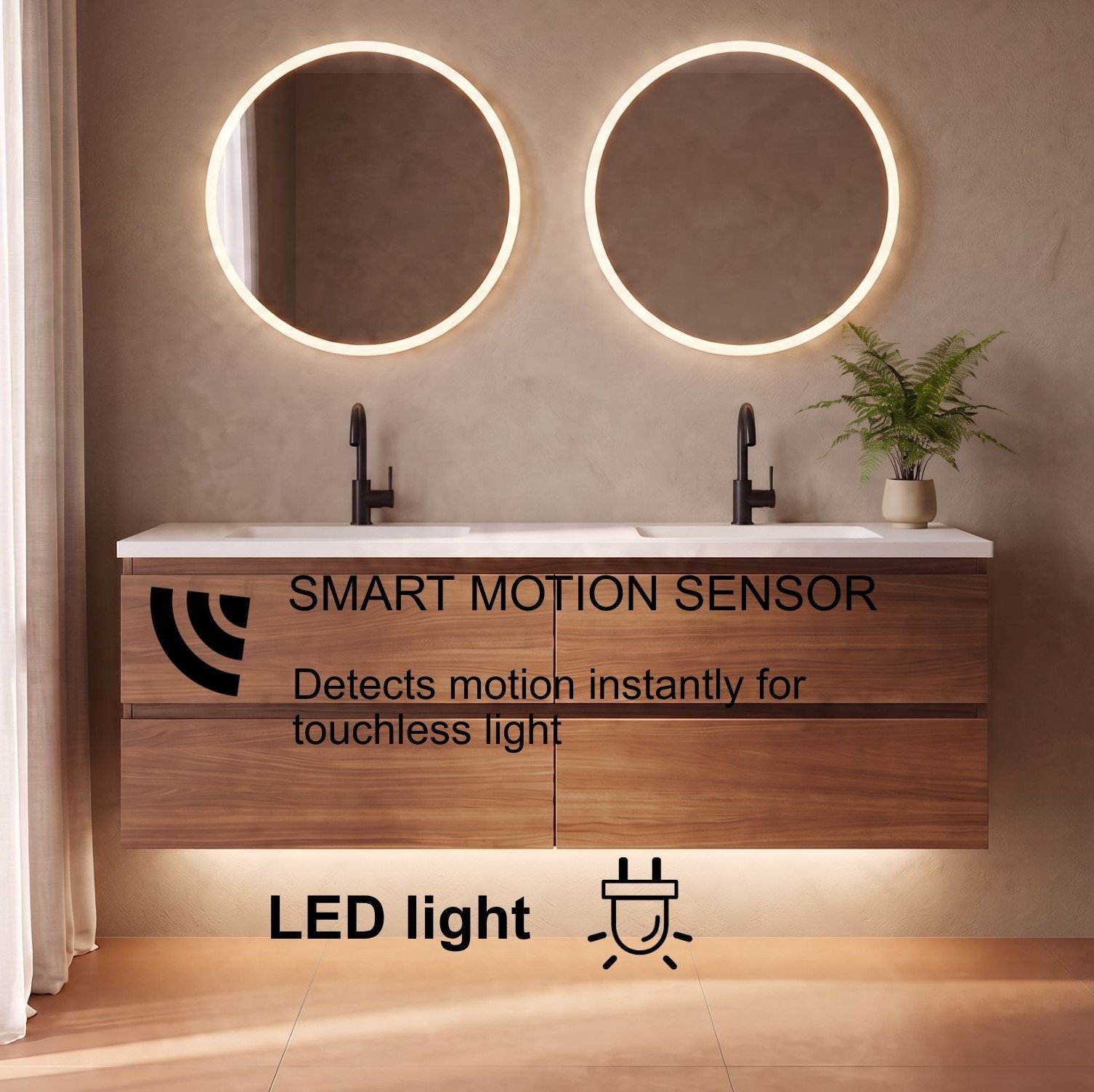 Lucia 60" Floating Bathroom Vanity (Walnut)